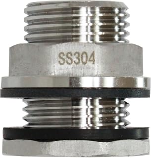 RAINPAL SSBF020 Stainless Steel 304 Bulkhead Tank Fitting (Double Female 1/2” NPT/FIP and Male 3/4" MHT Garden Hose Threaded) (1)