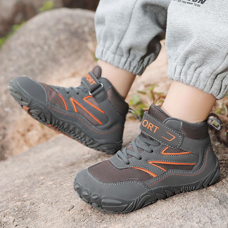 Zapatillas Descalzas Niños Zapatos de Trekking Barefoot Minimalistas Ligeras Transpirable Mid Hiking Shoes Unisex,28-37EU