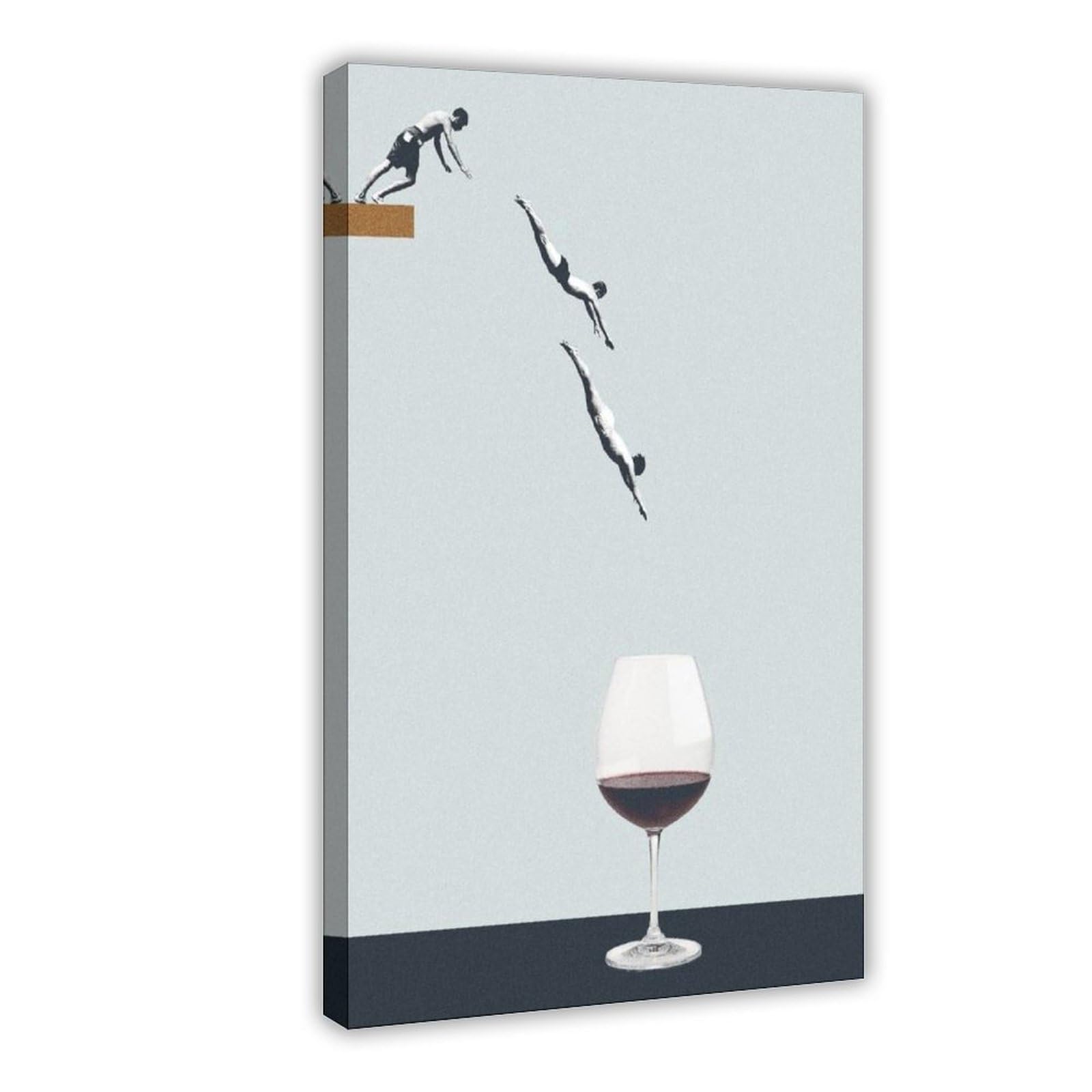 MRYCQ Wine & Diving Poster Canvas Poster for Bedroom Decor Gift