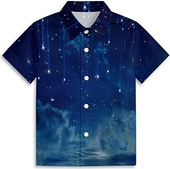 Pirate Boys Hawaiian Shirts Novelty Printed Funky Short Sleeve Button Down Shirt Kids Aloha Luau Shirt 3-14 Years