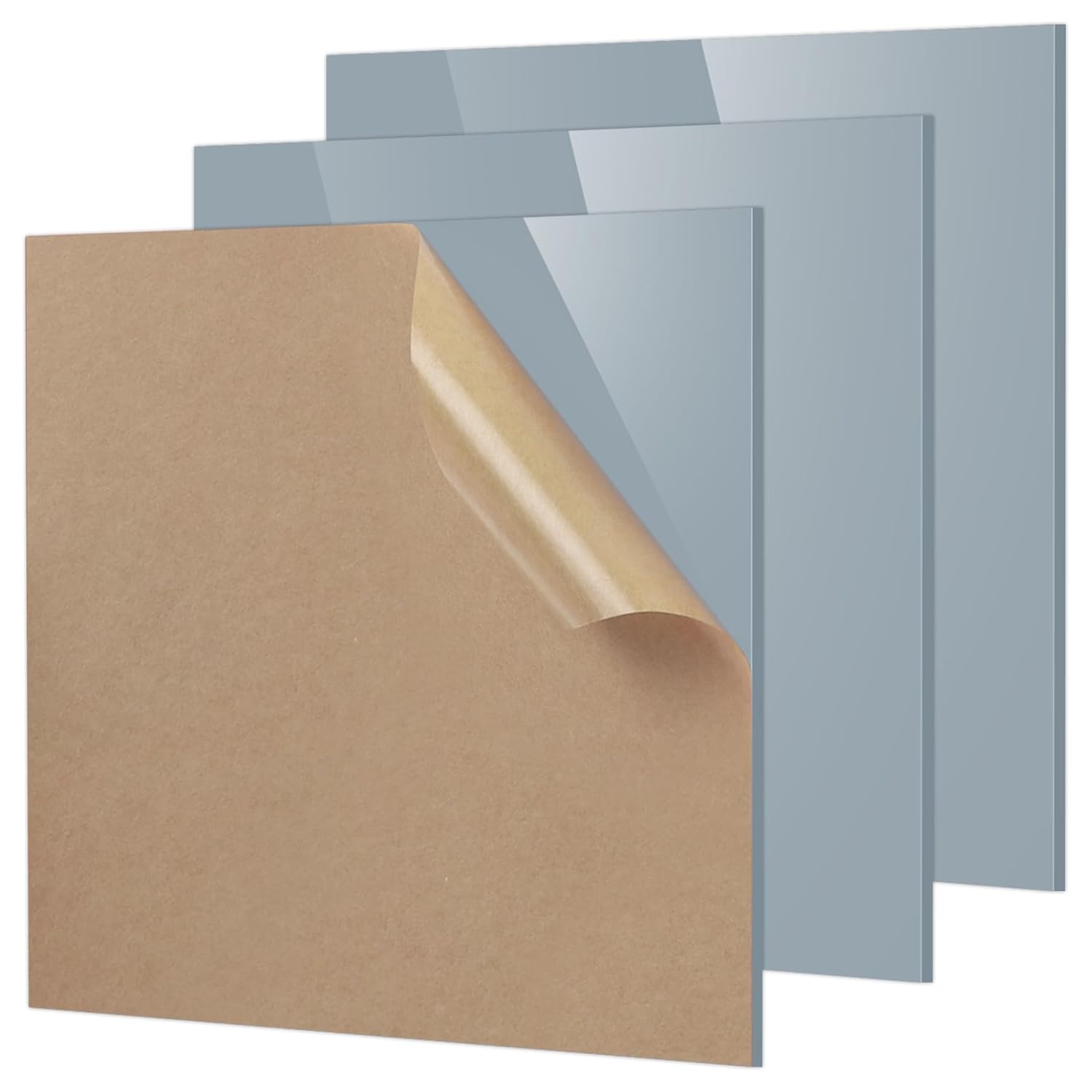 Adrattnay Gray Acrylic Sheets 1/8" Thick, 3Pcs 8 x 8 Opaque Cast Acrylic Sheets for Laser Cutting & Engraving-3mm, with Protective Paper 8 x 8 x 1/8" Gray