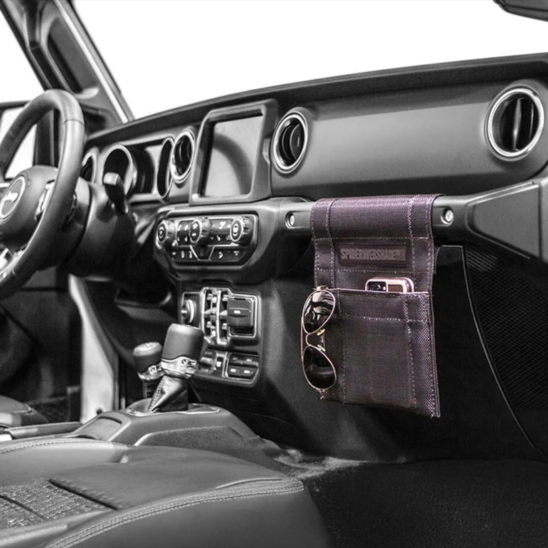 SPIDERWEBSHADE Grab Bag - Front Passenger Seat Grab Bar Multi-Purpose Storage Organizer Bag - For Jeep Wrangler CJ YJ JK JL JKU JLU Gladiator - MADE