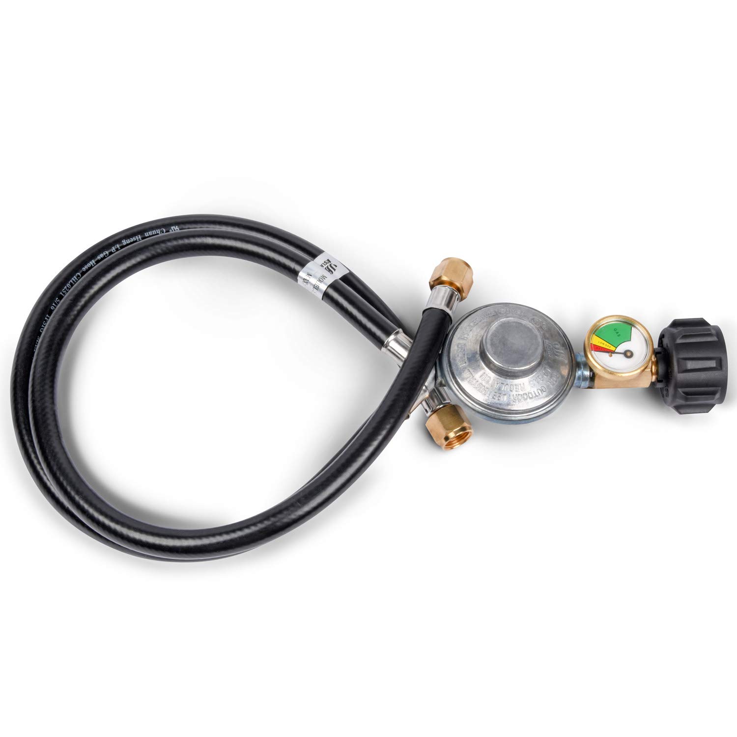 GASSAF - Regulador de propano divisor en Y, 2 pies, kit de regulador de baja presión de 2 mangueras para la mayoría de parrillas de gas LP, calentador, estufa de camping y mesa de fogatas