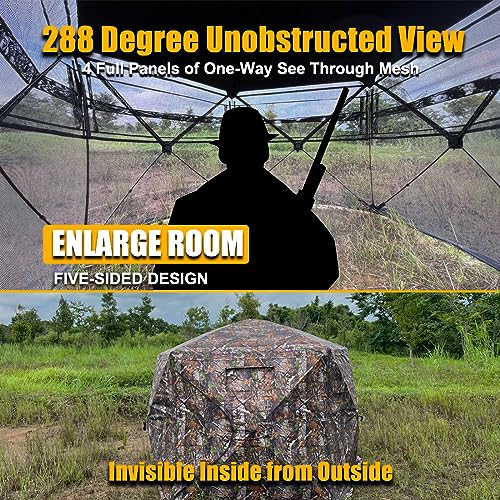 Upgraded 3-4 Person 288 Degree See Through Ground Camouflage Portable Hunting Blind - Image 3