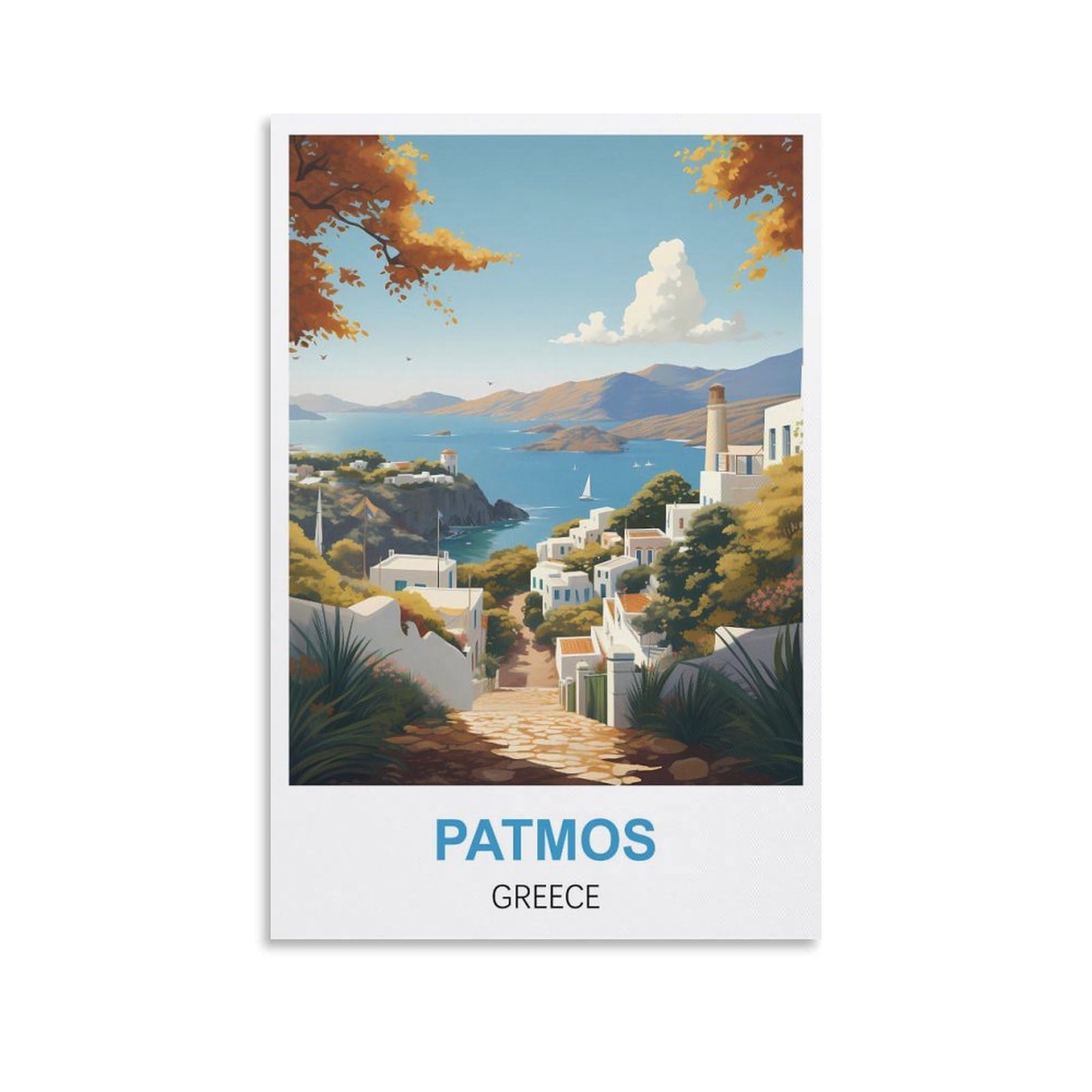 EZMLFA 5D Diamond Art Kits for Beginner,Patmos Greece,Beginners,DIY Full Round Drill Diamond Dot Gem Art Kits for Adults,Crafts for Decor 50x60cm