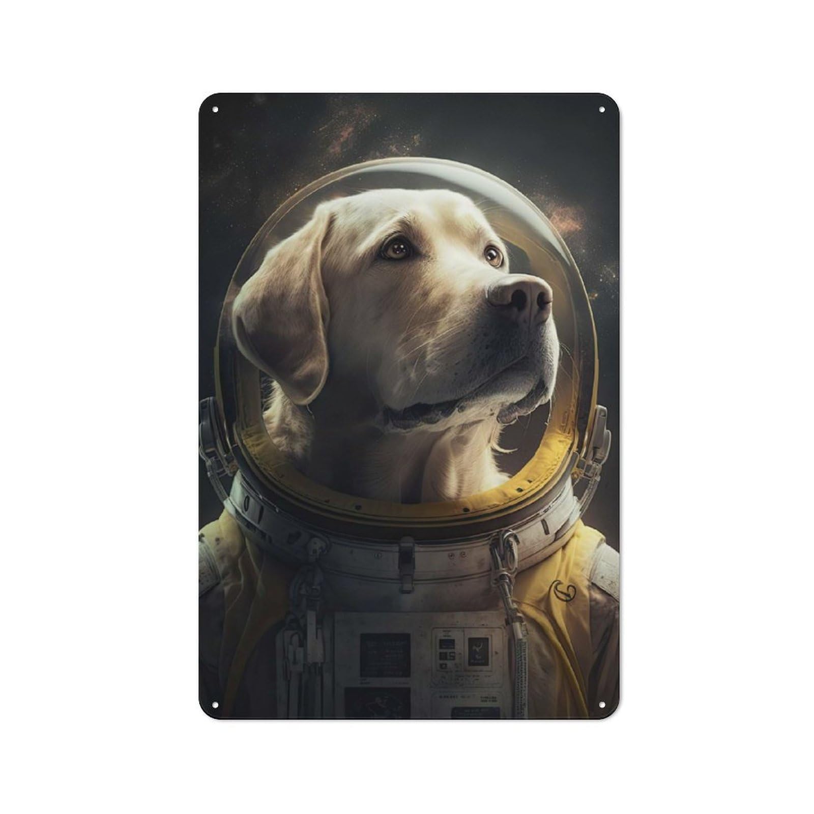 Junmoney Style-5 Labrador Astronaut Metal Wall Art Sign 30X20cm, Modern Retro Urban Room Decor For Modern Home, Workshop, Office Or Cafe
