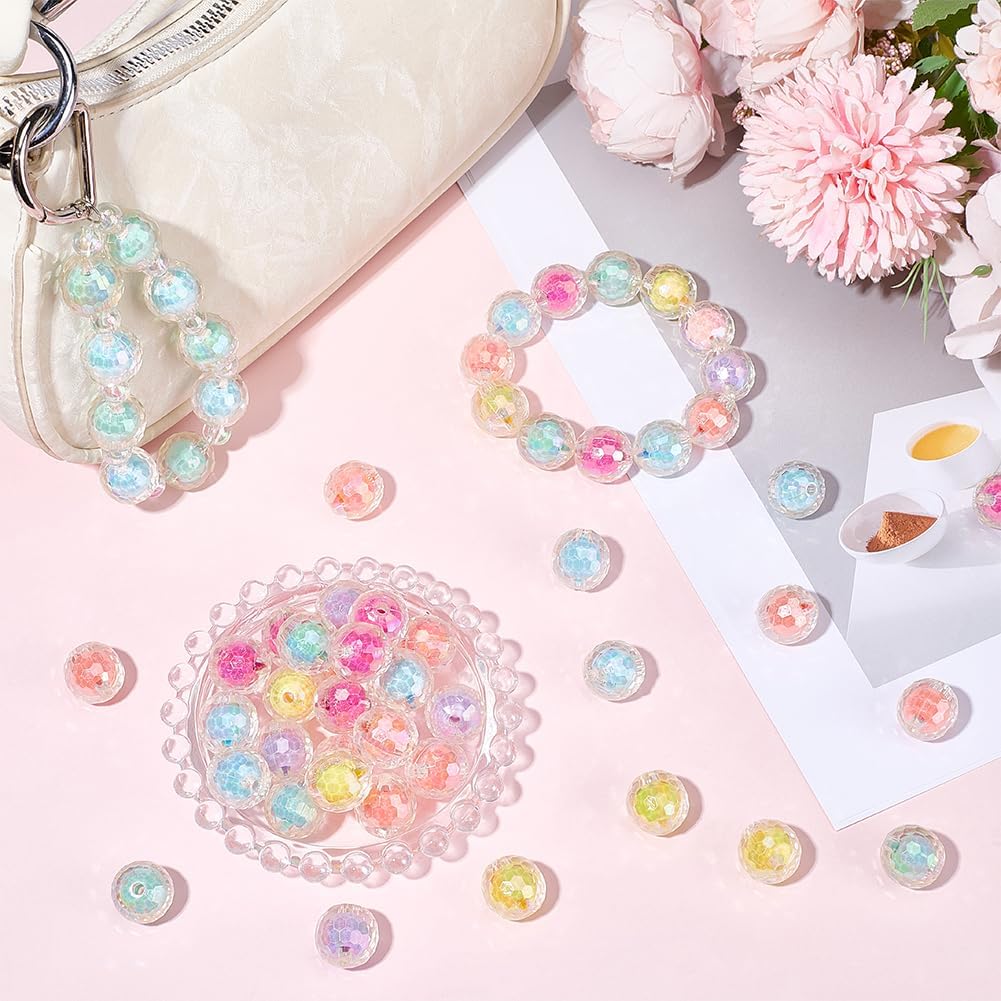 SUNNYCLUE 100Pcs 16mm Acrylic Beads Bulk Round Bubble Beads AB Color Transparent Colored Core Faceted Bubblegum Loose Spacers for Pen Jewelry Making Bracelets Keychains Necklaces Beading Crafts Gifts - Image 4