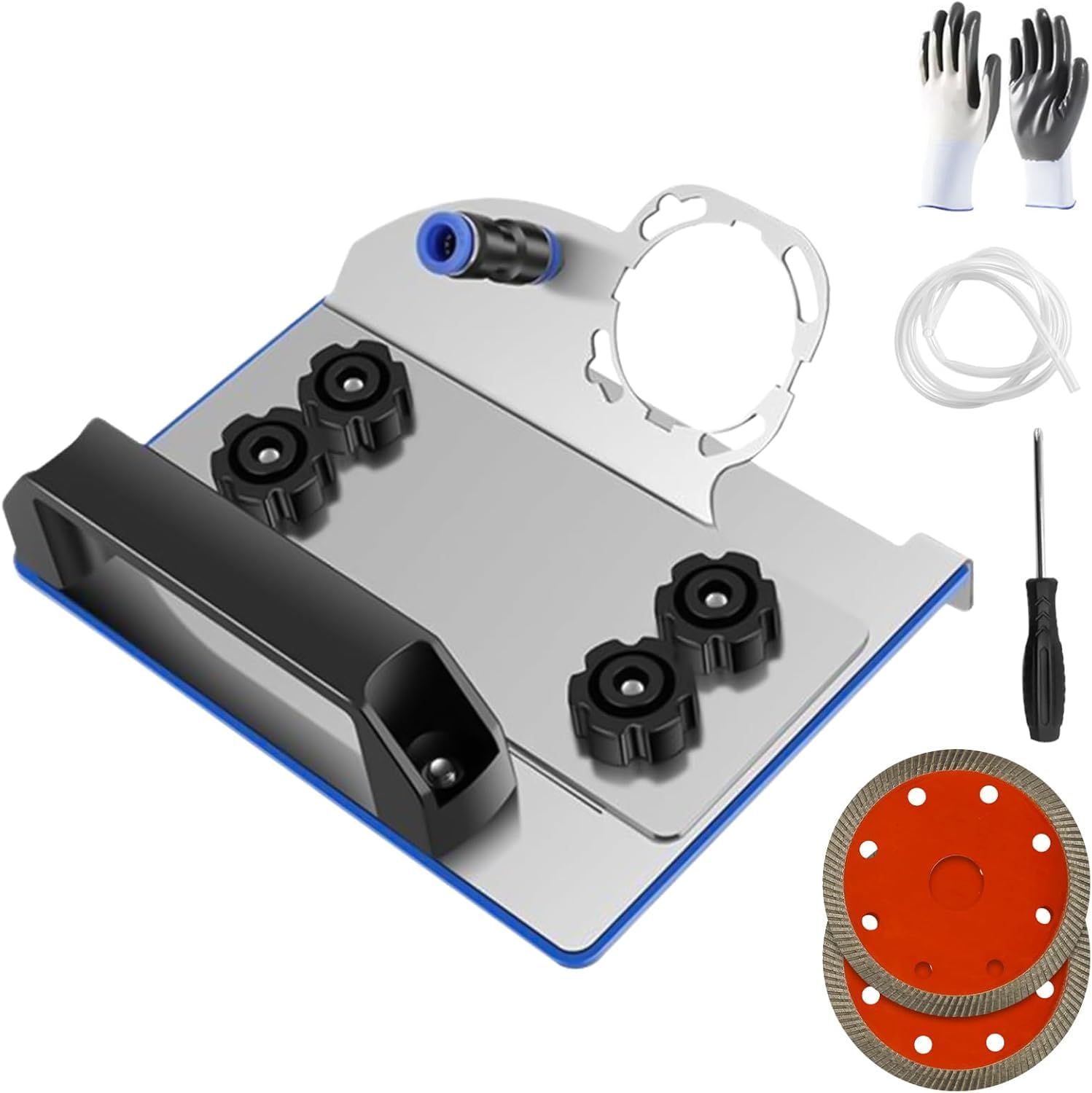 Angle Grinder Stand for Tile 45°Chamfer Cutting, 45 Degree Tile Chamfering Tool with 2Pcs Saw Blades, Grinder 45 Degree Adapter for Tile, 100-Type Angle Grinder Holder,Tile Chamfering Stand