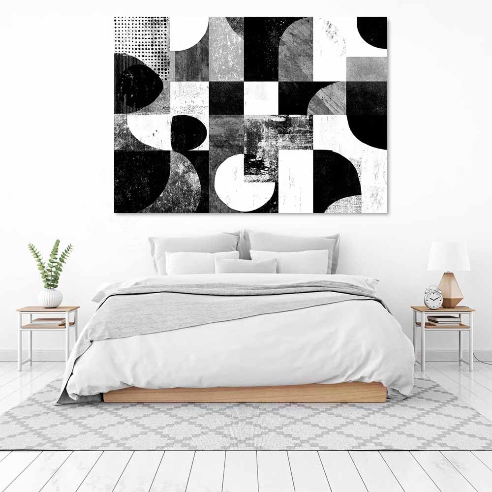 WUFIEA Ogólny abstrakcyjny obraz na płótnie czarna siatka do salonu sypialni biura dekoracja (czarno-biały 113) - 40 x 60 cm oprawiony