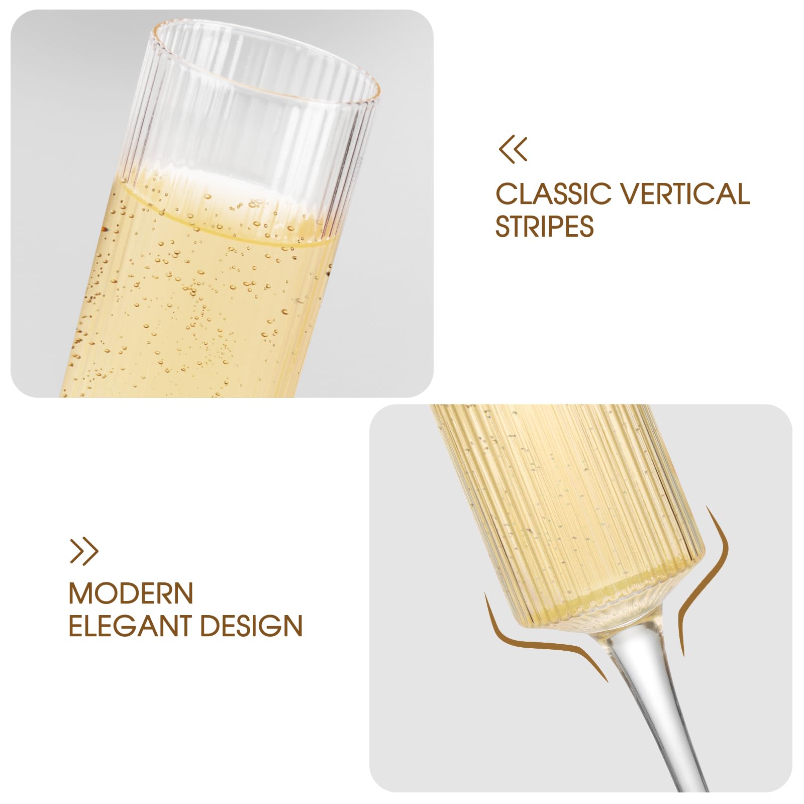 Qulable Champagne Flutes Set of 2, Elegant Champagne Glasses for Champagne Prosecco, Wedding Gift - Image 3