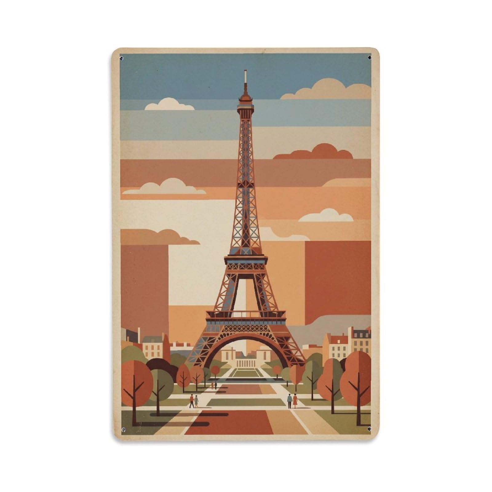 Cmhok Vintage Style Vintage Travel Eiffel France Metal Tin Sign Wall Decor For Cafe, Club, Garden Metal Poster 8X12inch
