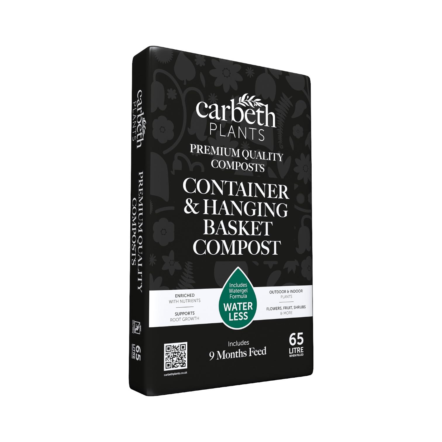 Carbeth Plants Container & Hanging Basket Compost 65L with 9 Month Feed - Water Less Formula - Perfect for Pots, Containers & Baskets - Peat Free