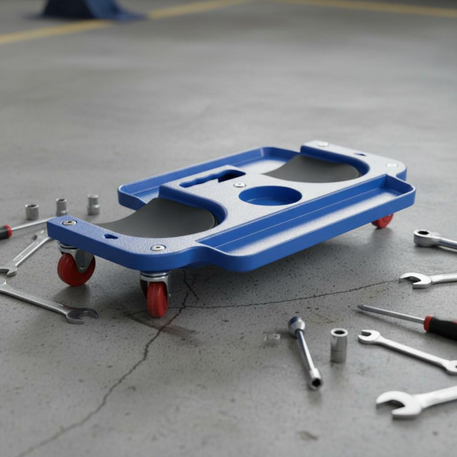 Gralara Rodillera con Ruedas Rodante Carro de Rodillas de Trabajo Cojín de Rodillas con Movilidad Fluida Gracias Ruedas 360 Bandeja y Soporte para Piezas, Rojo