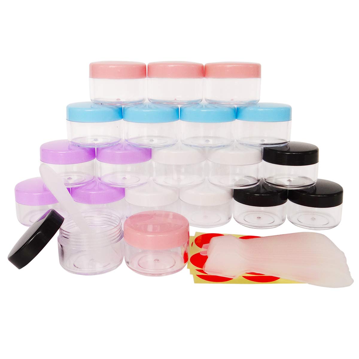 20pack 15ml Travel Makeup Sample Jars Small Empty Cosmetic Container Mini Plastic Round Pot Screw-up Cap Lid 15g