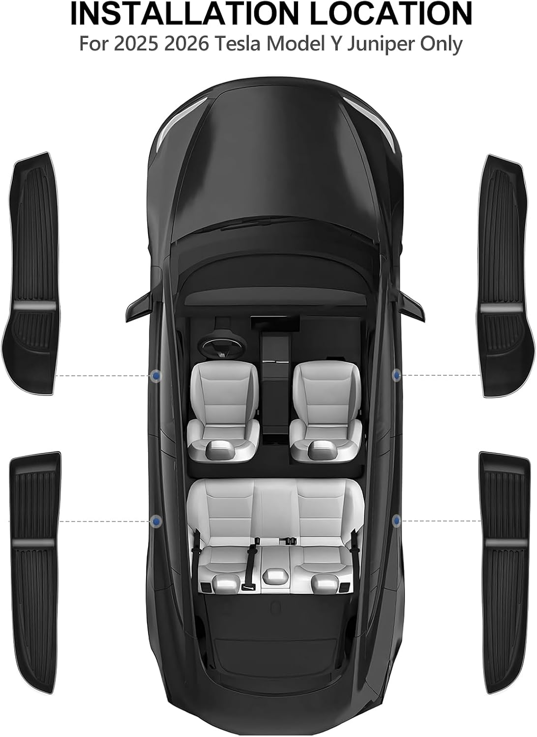 4Pcs Door Side Storage Box for Tesla Model Y Juniper 2025 2026 Front & Rear TPE Car Door Organizer Tray Anti Slip Easy to Clean Car Interior Accessories