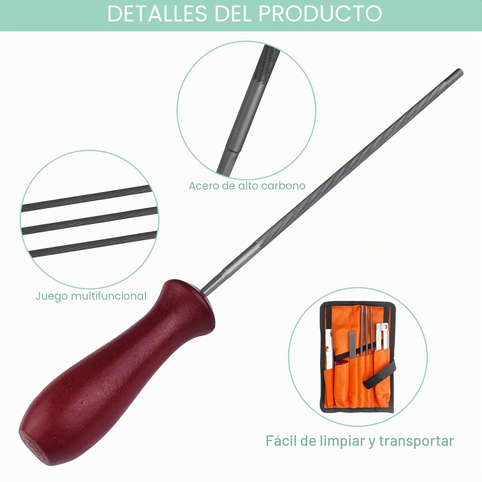 11 Piezas Limas para Motosierra, Lima Redonda para Cadena de Sierra, Kit de Afilado para Motosierra, Afilador Cadena de Cadenas Motosierr, para Madera, Metal, Cuero, Plástico