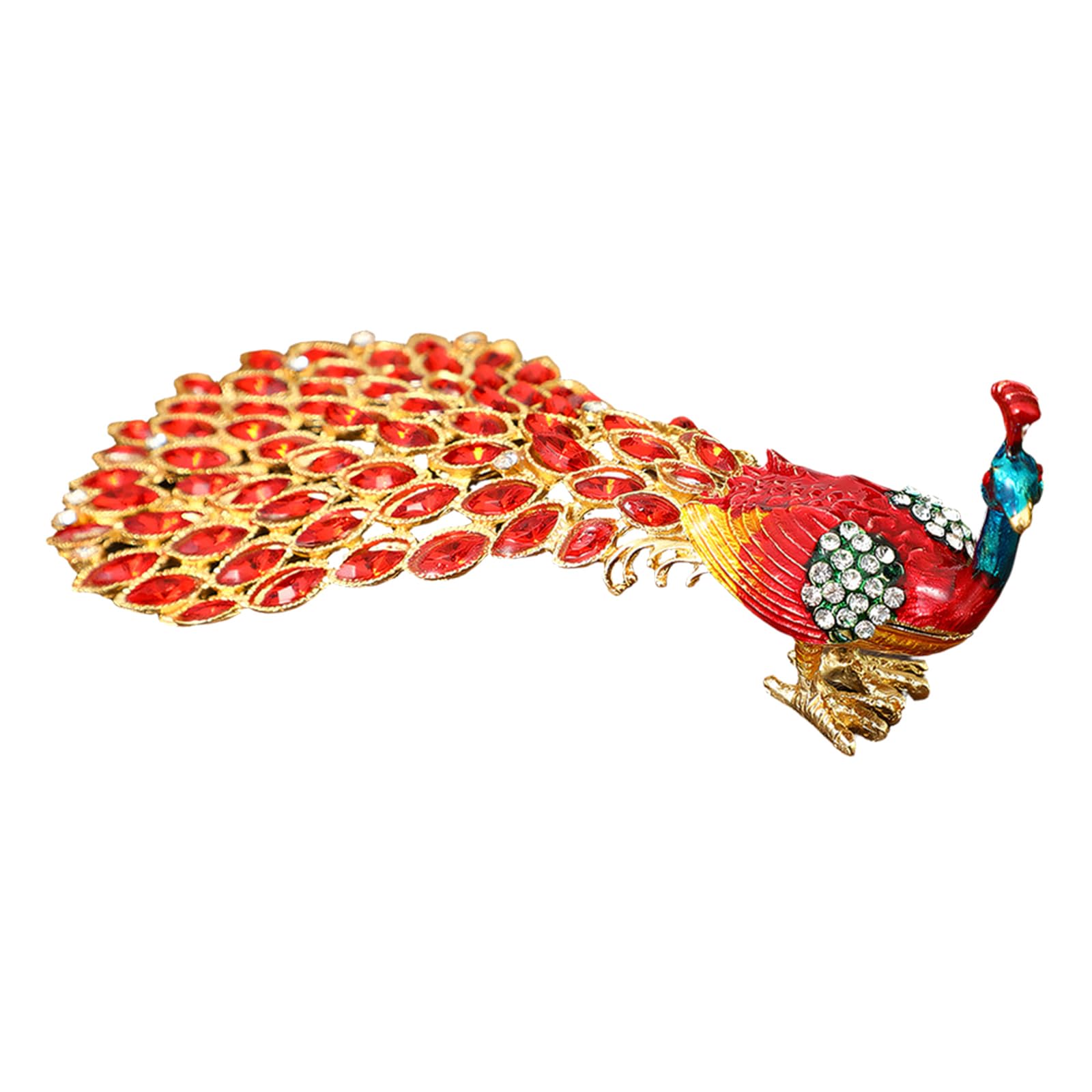 Piceioep Creative Peacocks Enameled Metal Jewelry Storage Box for Fashionable Jewelry Display Rhinestones Detail Organiser Creative Box