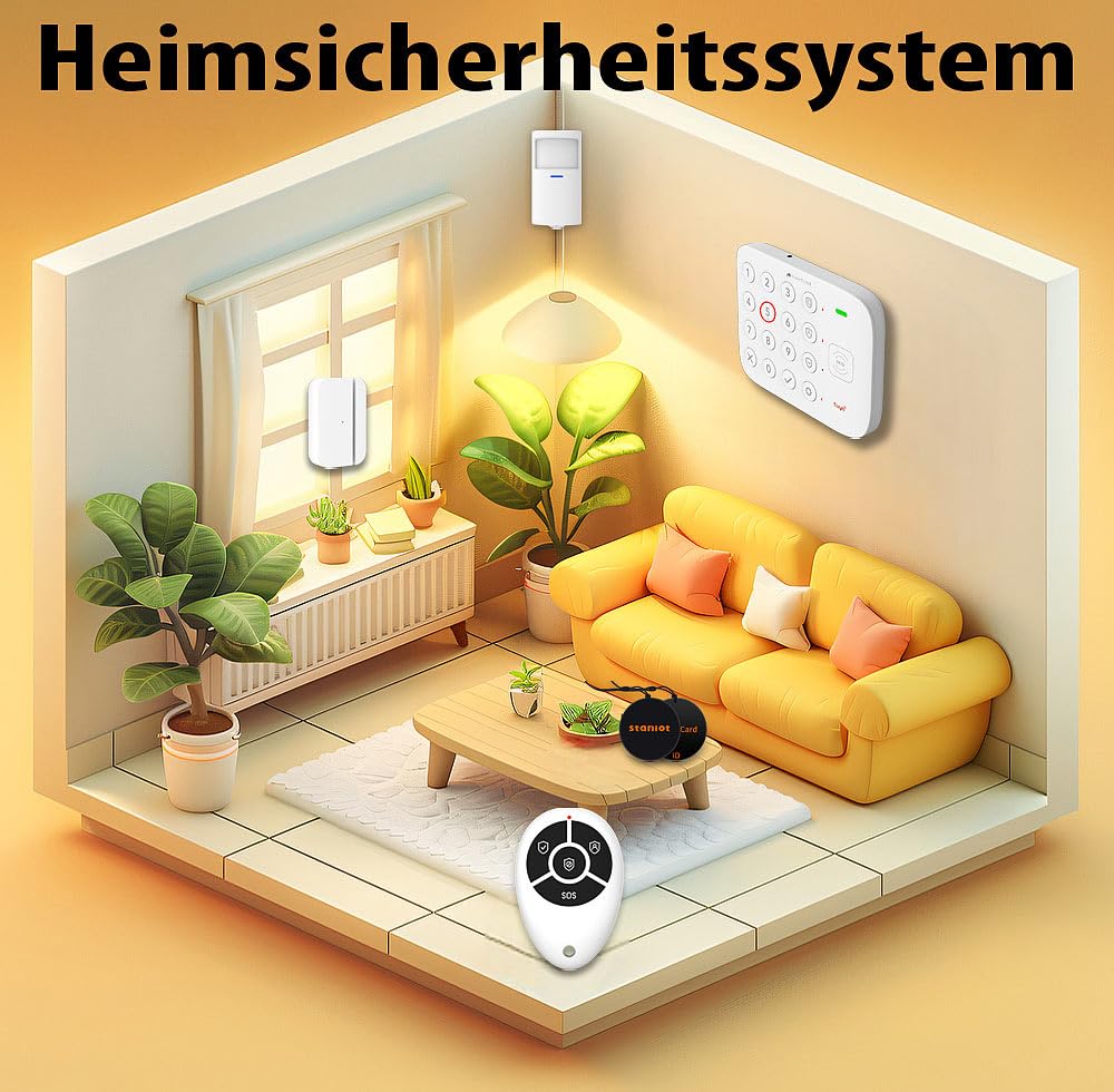 VisorTech Sistema Alarma WiFi: Juego de 6 Piezas Juego de Alarma WiFi, 2X Sensor para Puertas/Ventanas, Detector de Movimiento PIR inalámbrico (con Contacto para Ventana, Kit, Tableta)