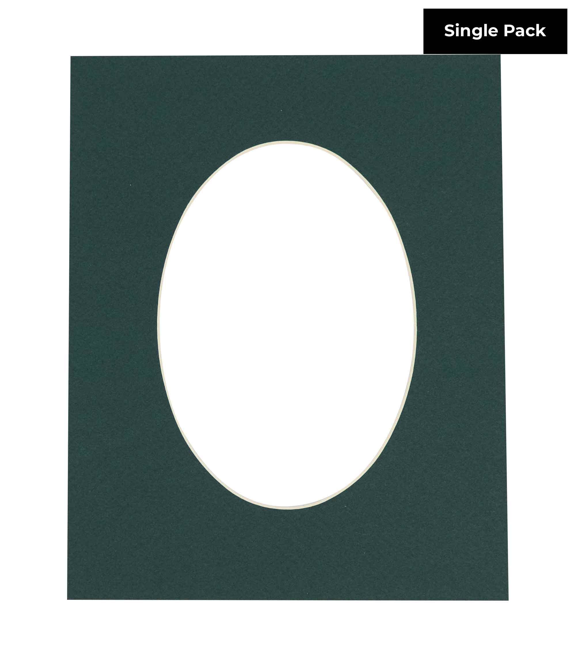 CountryArtHouse Forest Green Acid Free 10x13 Oval Picture Frame Mat with White Core Bevel Cut for 8x10 Pictures - Fits 10x13 Frame - Pack of 1 Matboard Show Kit with Acid Free Backing & Clear Bag