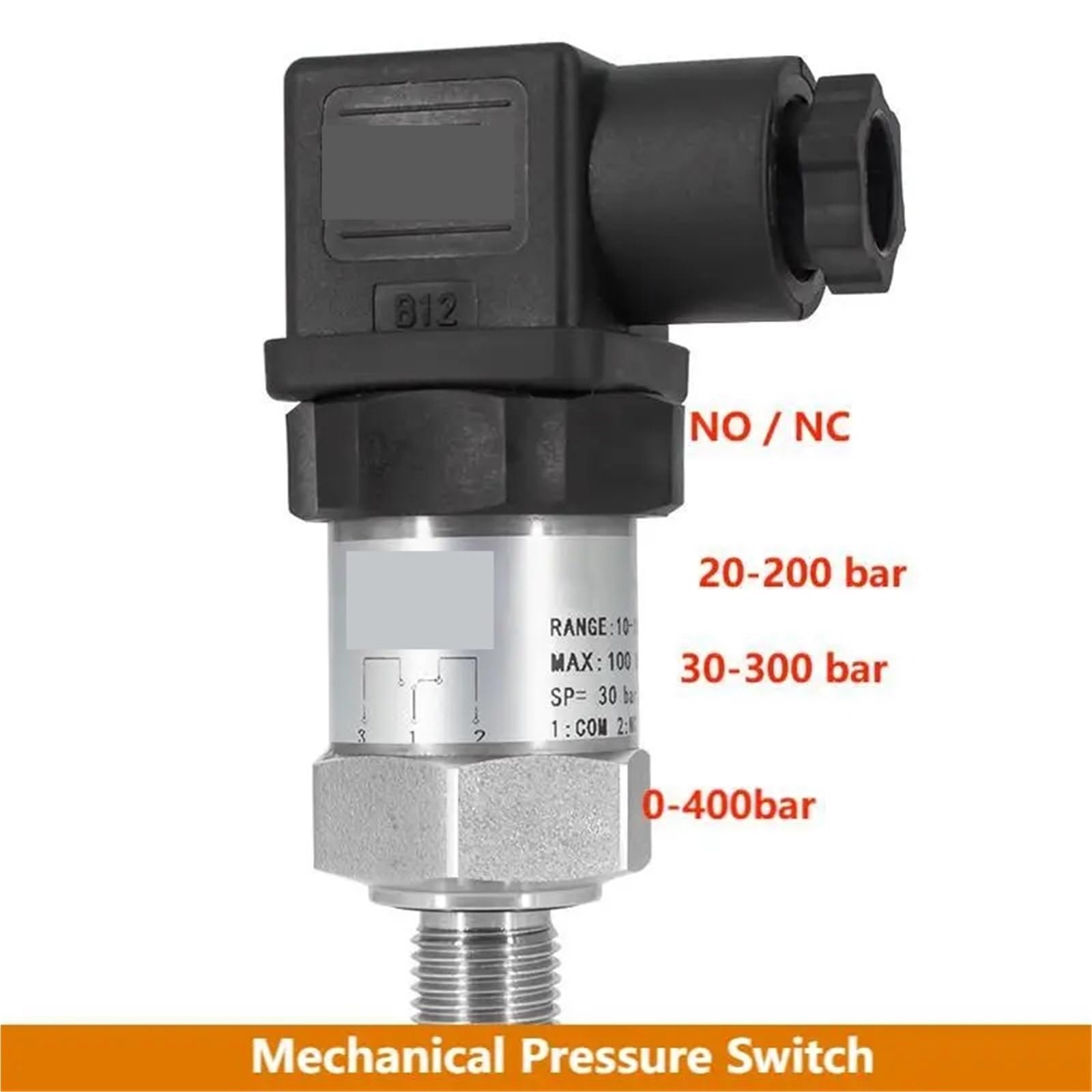 Interruptor de presión ajustable mecánico 5-50bar 10bar 20-200bar diafragma SS304 Control de presión de pistón 1 Uds(GRAY,1-30bar)