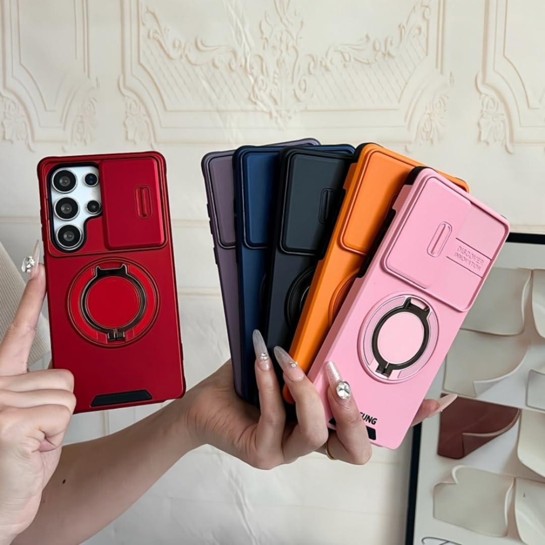 Etui z magnetycznym uchwytem do Galaxy S25 Ultra Armor, chroniące aparat i odporne na wstrząsy (do Galaxy S25 Ultra/granatowe)