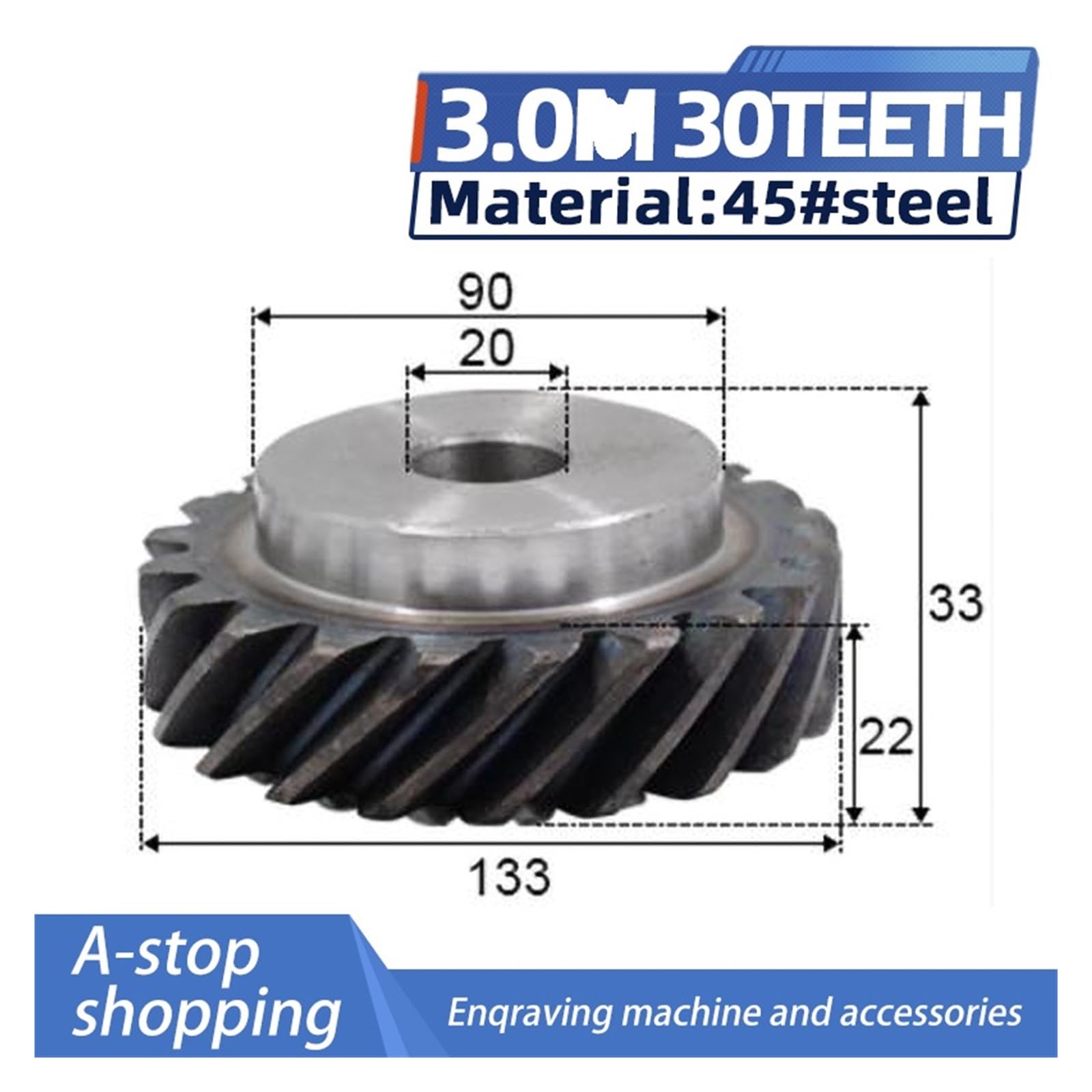Ingranaggi elicoidali destrorsi e sinistri 3 moduli 30 denti foro interno 20 mm Ingranaggi elicoidali in acciaio al carbonio 3 moduli