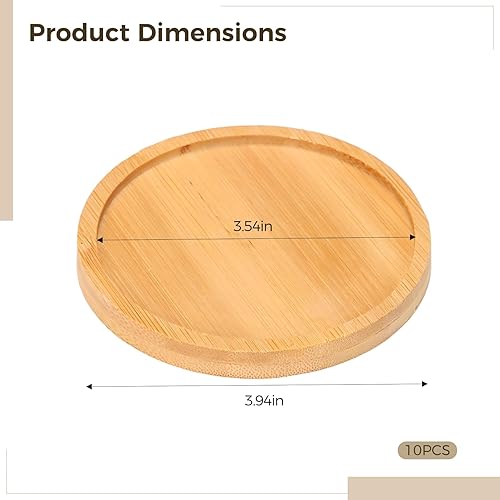 Miniatura 4 de 10 posavasos redondos de madera, bandejas de madera natural para plantas de casa, protección de escritorio de oficina, tapetes a prueba de derrames