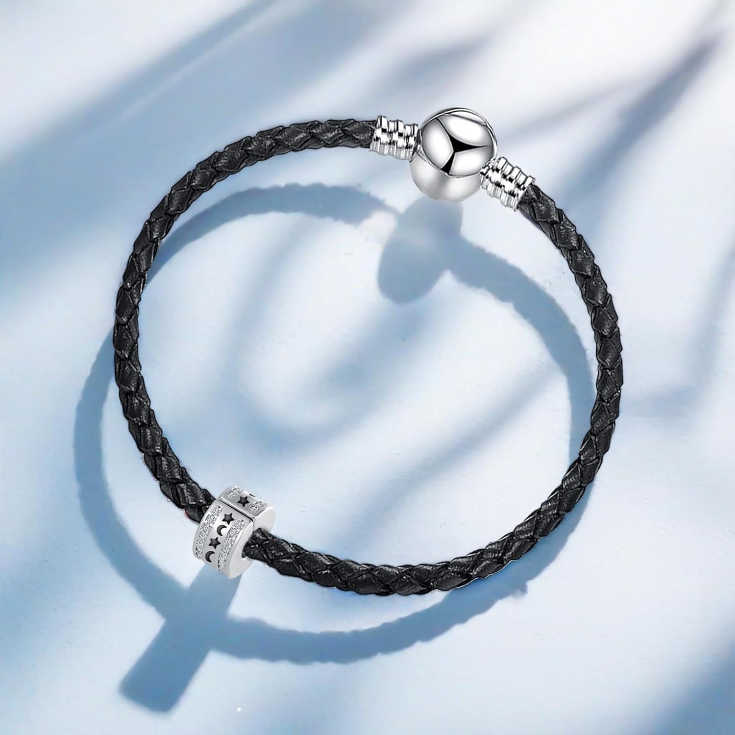 Moon Star Clip Spacer Charm Cubic Zirconia Compatible with Pandora Bracelet - Image 3