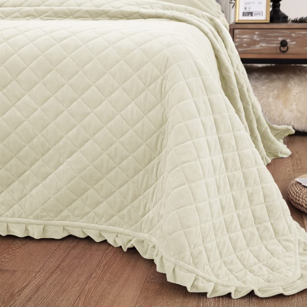 WONGS BEDDING Tagesdecke Bettüberwurf 240x260 cm Steppdecke Doppelbett gesteppt Kristallsamt 3 teilig Bettdecke Stepp Decke Tagesdecken mit 2 Kissenbezug 50 x 75cm für Schlafzimmer