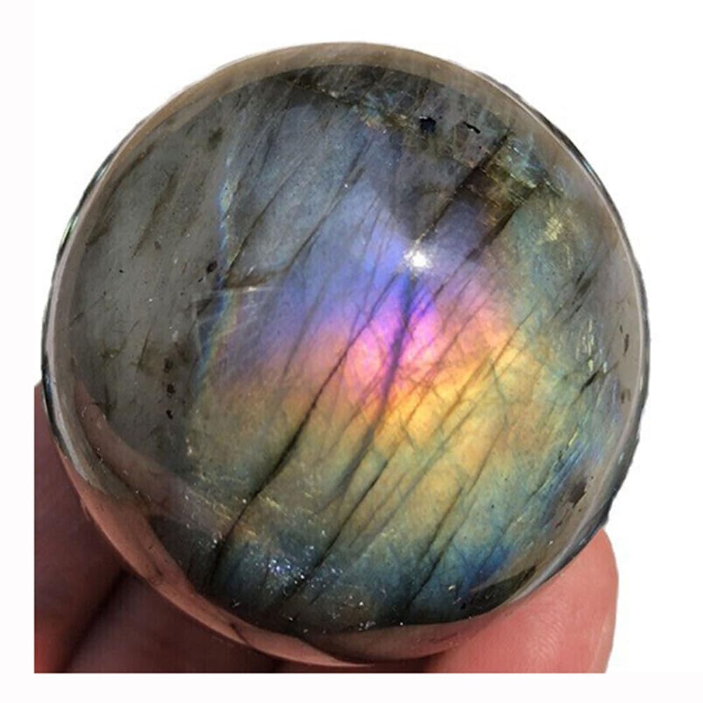 ITCLEYMDZV Crystal Ball Labradorite Sphere Moonstone Stone Crafts Polished Decorative Reiking Crystals Fengshui Home Decoration 70-90Mm,70mm