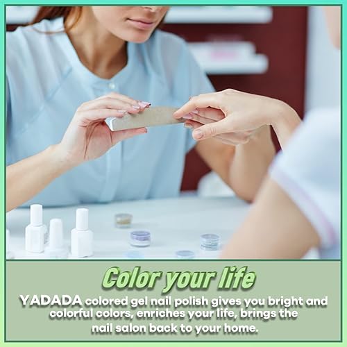 Miniatura 5 de YADADA Esmalte de uñas de gel, esmalte de gel verde oscuro Starlight, esmalte de uñas de gel neutro, colores de otoño, 0.42 onzas líquidas, 0.4fl oz