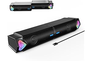 Immersive Enhancement: Computer Sound Bar for Laptop, Dual HiFi Stereo & Gradient RGB Lighting