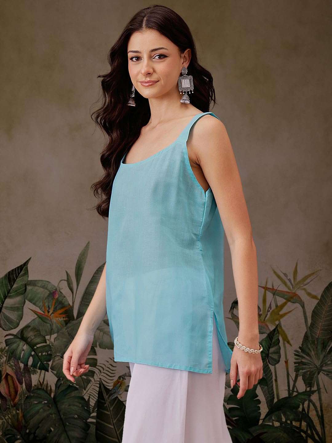 Ada Indian Hand Embroidered Chikankari Women's Georgette Kurti Top Tunic Shirt with inner A911300