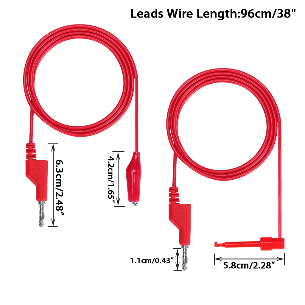 Sumnacon Multimeter Test Lead Set - Stackable Banana Plug to Test Hook, Banana Plug to Alligator Clips Test Cable Kit, Flexible Silicone Electrical Test Wire Leads with Protective