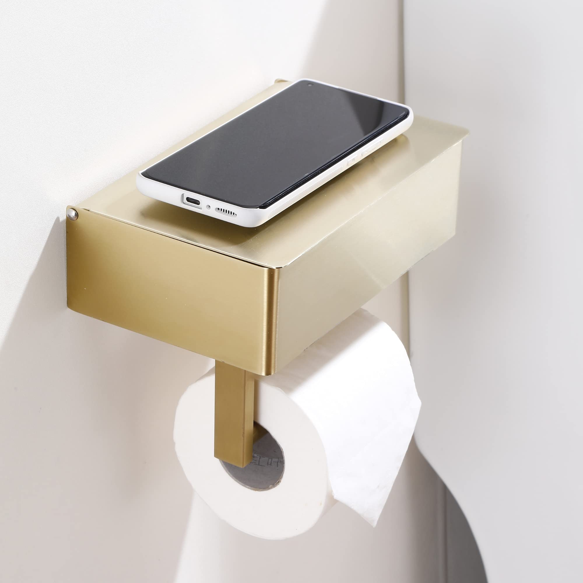 Buy Day Moon Designs Gold Toilet Paper Holder with Shelf, Flushable