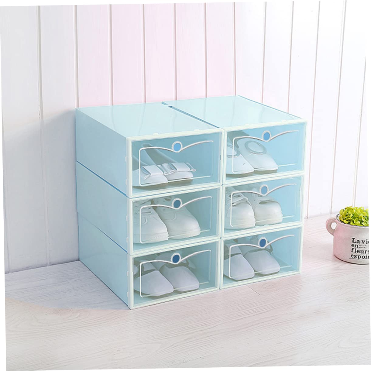 6 Piezas Caja Armario Contenedor Entrada Zapato Gabinete Ropa Bolsa De Almacenamiento Cubo Zapato Almacenamiento Armario Estante Zapato Organizador Cajón Apilable Zapatero Ropa