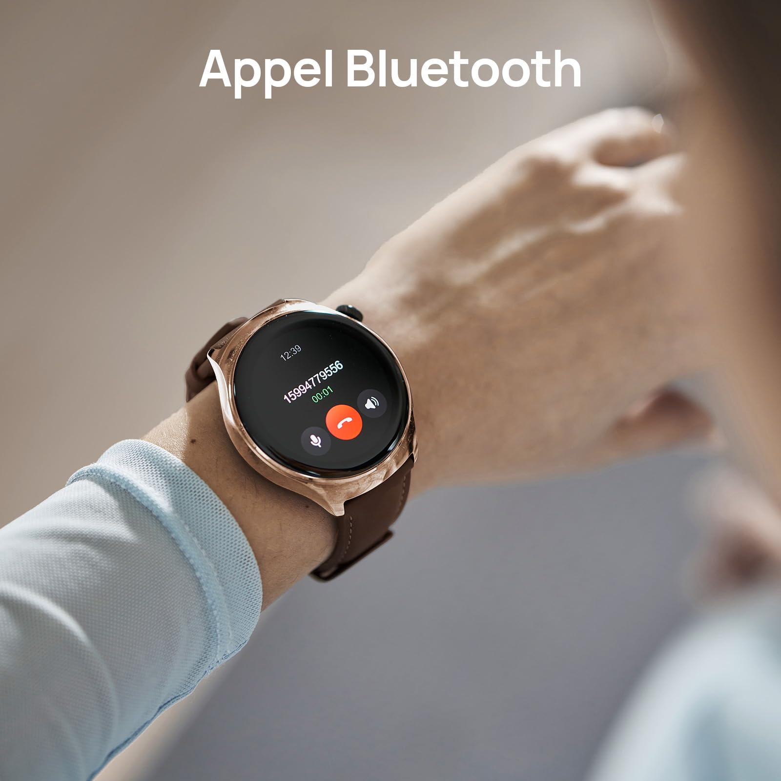 Mibro Lite3 Pro Montre Connectée Femme 45mm, Appels Bluetooth, 5ATM, GPS | Autonomie 15J, avec Suivi Cardio Féquencemètre/Sommeil/SpO2, Bracelet Cuir Élégant, pour iPhone Android Samsung(Or Rose)