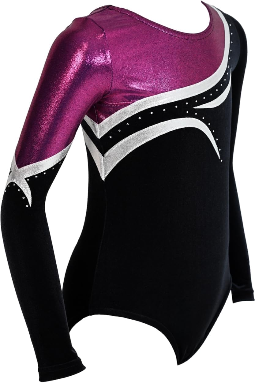 Turnanzug Albina – Mädchen Langarm Gymnastikanzug | Gymnastik-Trikot/Turnbody aus Samt für Turnen & Gymnastik mit Rundhalsausschnitt – Made in Germany