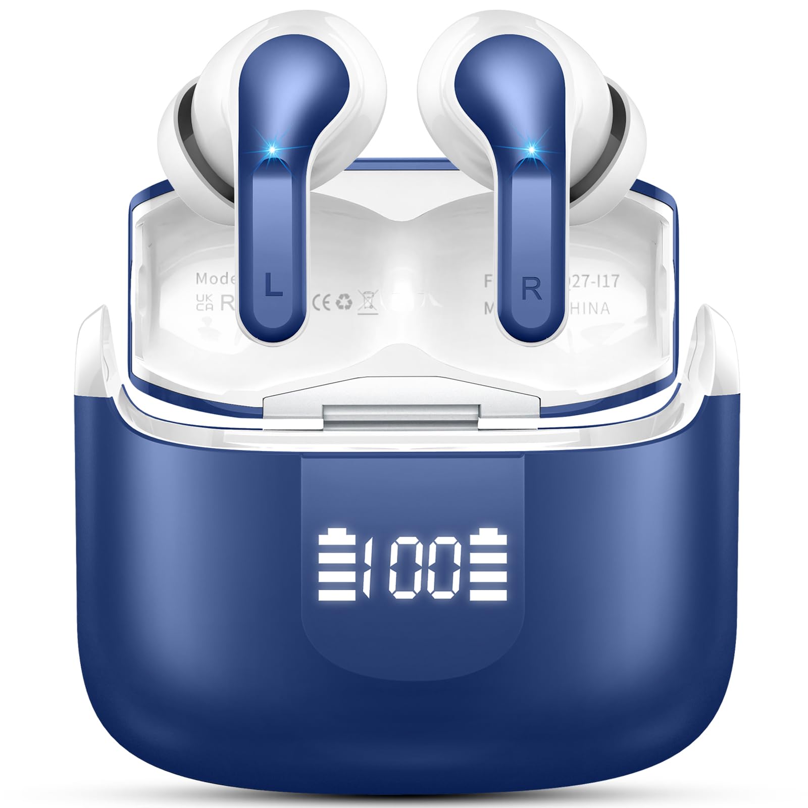 Ordtop Bluetooth Kopfhörer, 2026 Stereo-Bass 3.0 Kopfhörer Kabellos Bluetooth 5.4, 50Std ENC Noise Cancelling Wireless Earbuds, USB-C in Ear Ohrhörer, IP-X7 Wasserdicht Headphones Sport Gym Running