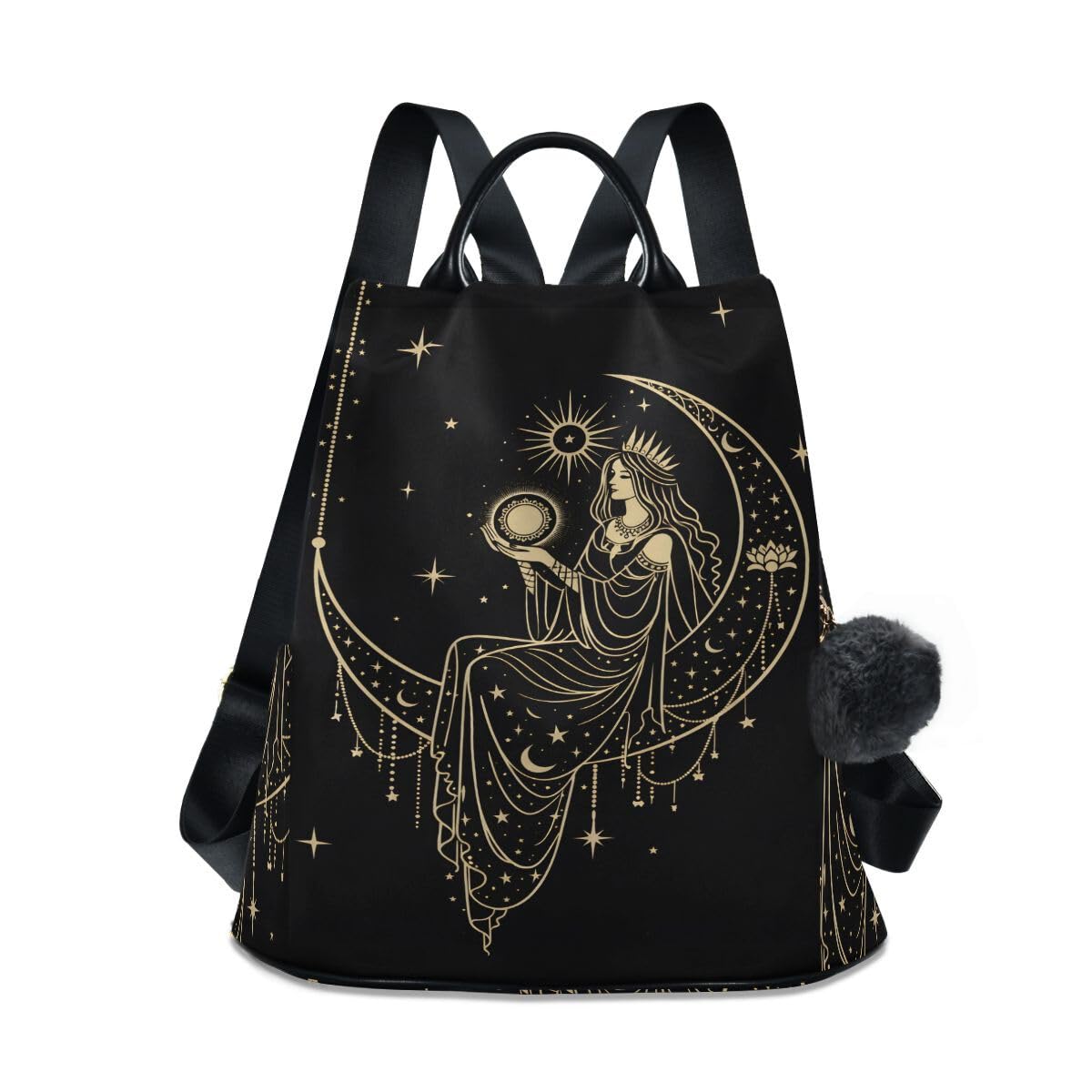 ALAZA Sacral Night Woman Witch on Moon Star Trips Hiking Camping Rucksack Pack for Women