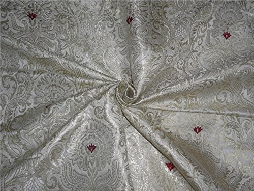 Tissu brocart ivoire rouge or Bro560 haut de gamme pour d'apparat