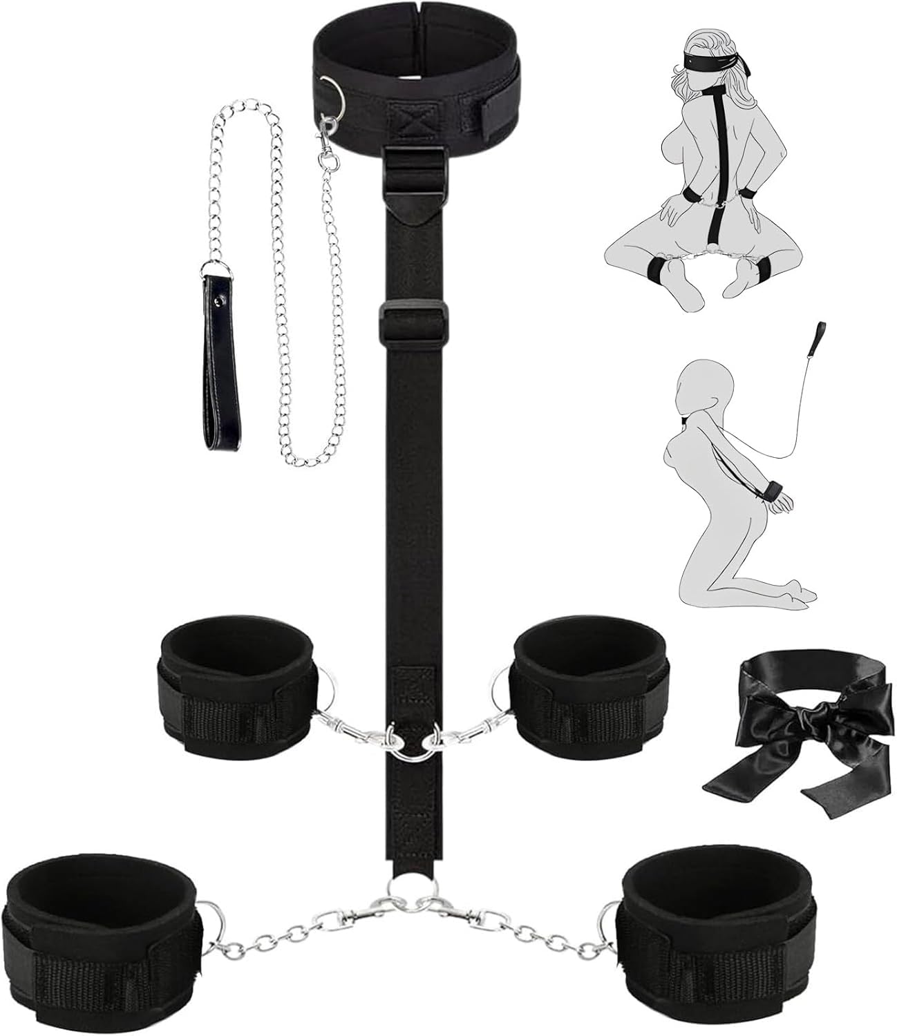BDSM Bondage-Set Sex spielzeug für die Paare,Bondage fesseln Sexspielzeug für Paare Extrem Sex Bondage Set mit Einstellbar Halsband & Handschellen für sexspiele BDSMS Spielzeug Extrem für Frauen