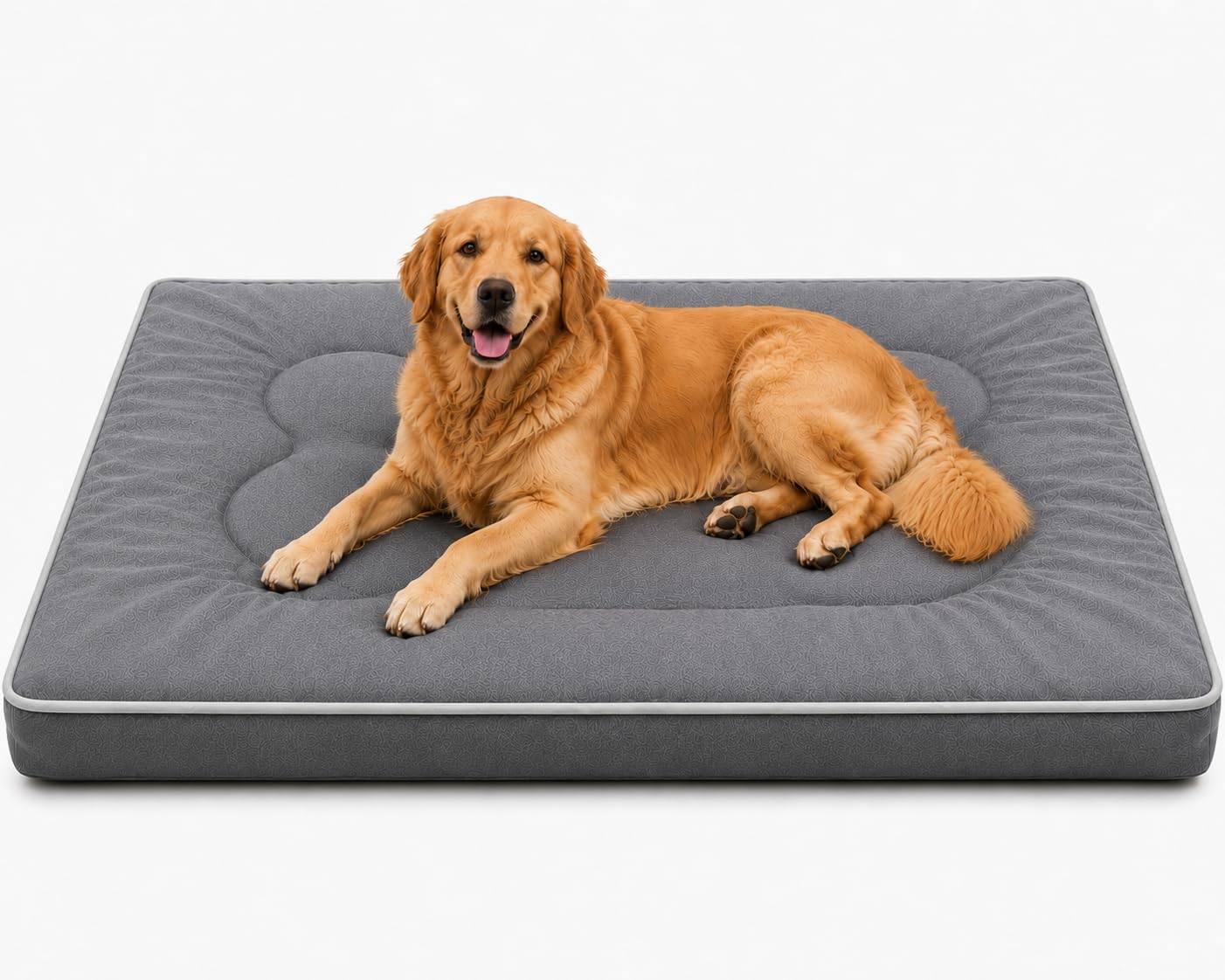SuperGift.com Grey X-Large Orthopedic Flat Pet Bed Cushion for Dogs & Cats, Soft Washable Pet Mattress with Bone Pillow Design, Non-Slip Comfortable Sleeping Mat