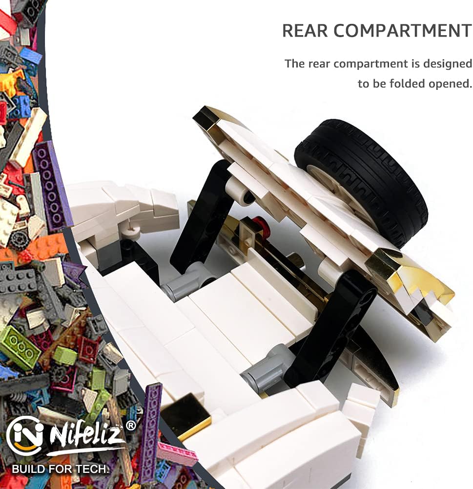 Nifeliz K500 model showing the rear compartment folded open, with a spare tire visible.
