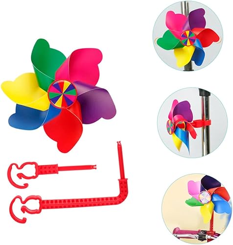 Miniatura 4 de Toddmomy 4 juegos de molino de viento de bicicleta para niños, serpentinas para manillar de bicicleta para niños, molinete de bicicleta, adornos de