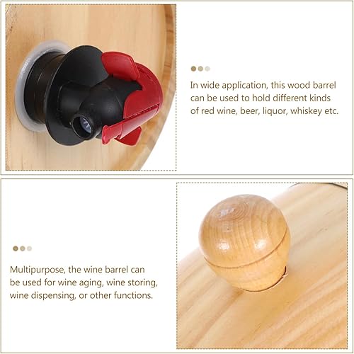 Miniatura 4 de Barril de whisky pequeño para whisky a granel, recipiente decorativo de 27.1 fl oz, barril de envejecimiento de roble de madera de pino con espita