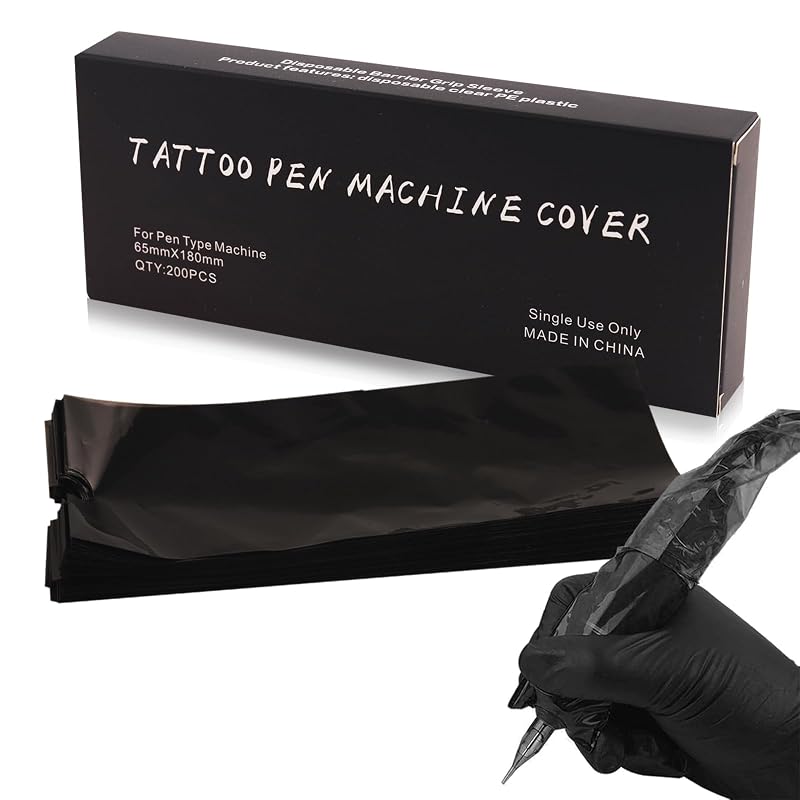 Capas pretas para máquinas de tatuagem Anghie, 200 unidades, 6,5 x 18 cm