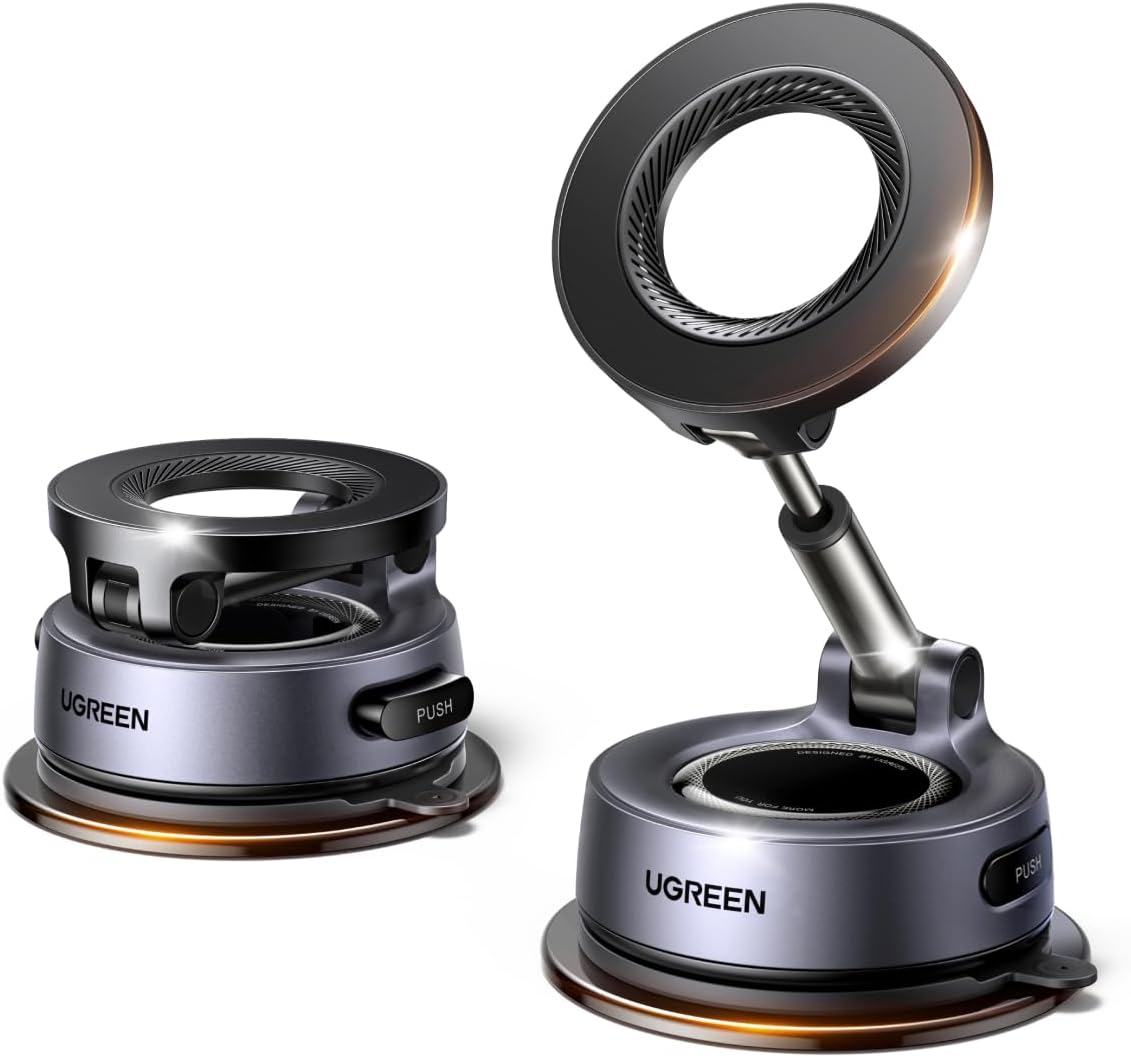 UGREEN Upgraded MagSafe Car Phone Mount, Dual-Chamber Press Vacuum Cup