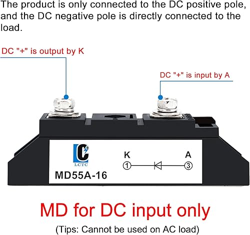 Miniatura 4 de Diodos de 50 amperios 12 V que bloquean 110 V y 120 V MD 55A-16; para evitar retroalimentación; rango de voltaje de uso: CA < 400 VCA; CC 3-1000 V;