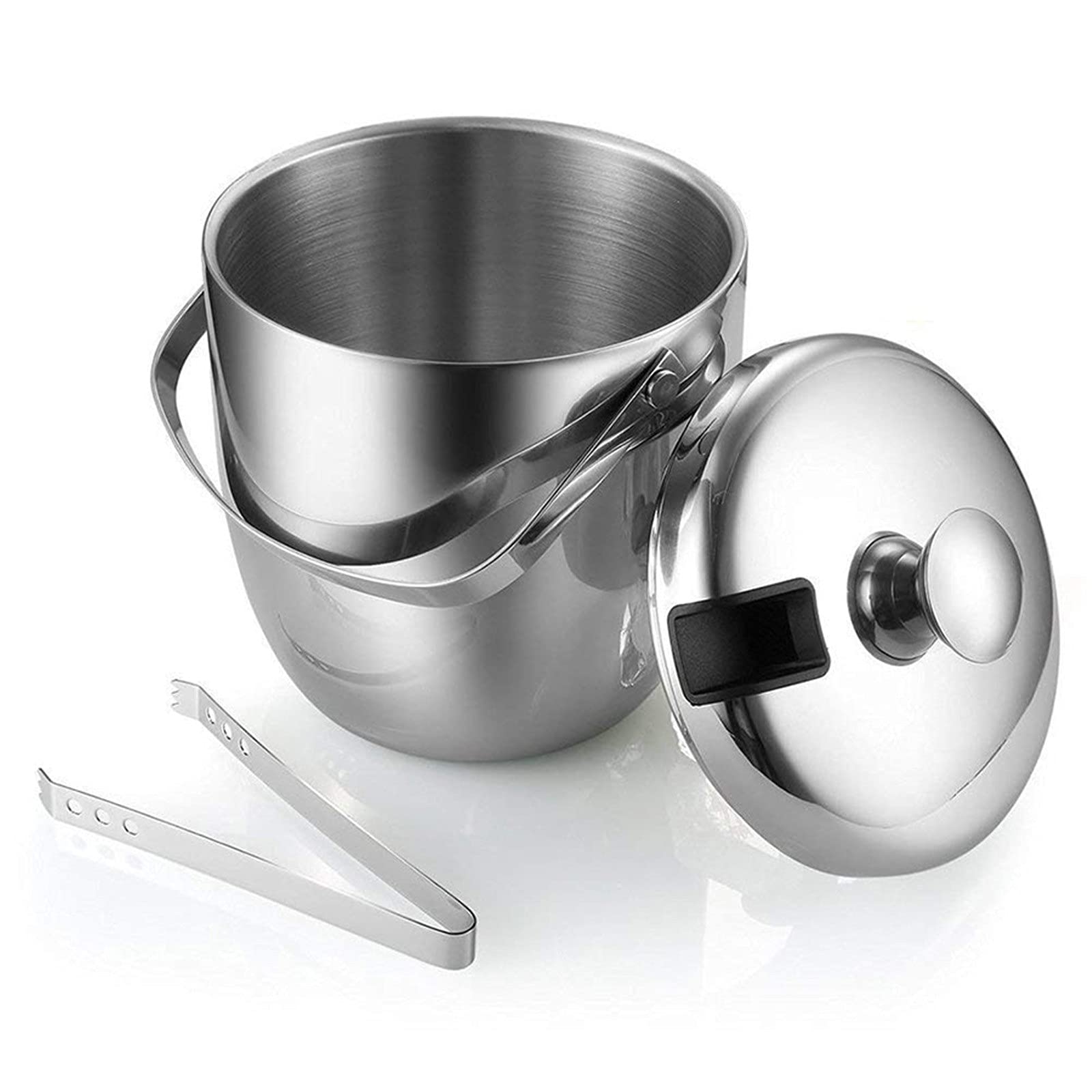 Eisbehälter aus Edelstahl Ice Bucket Isoliert doppeltmauerte Eiseimer mit Deckel für Cocktailpartys